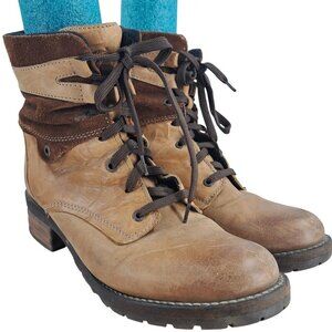 Dromedaris Kara Leather Heel Combat Moto Boots Size 41 US 10.5-11 Suede Zipper